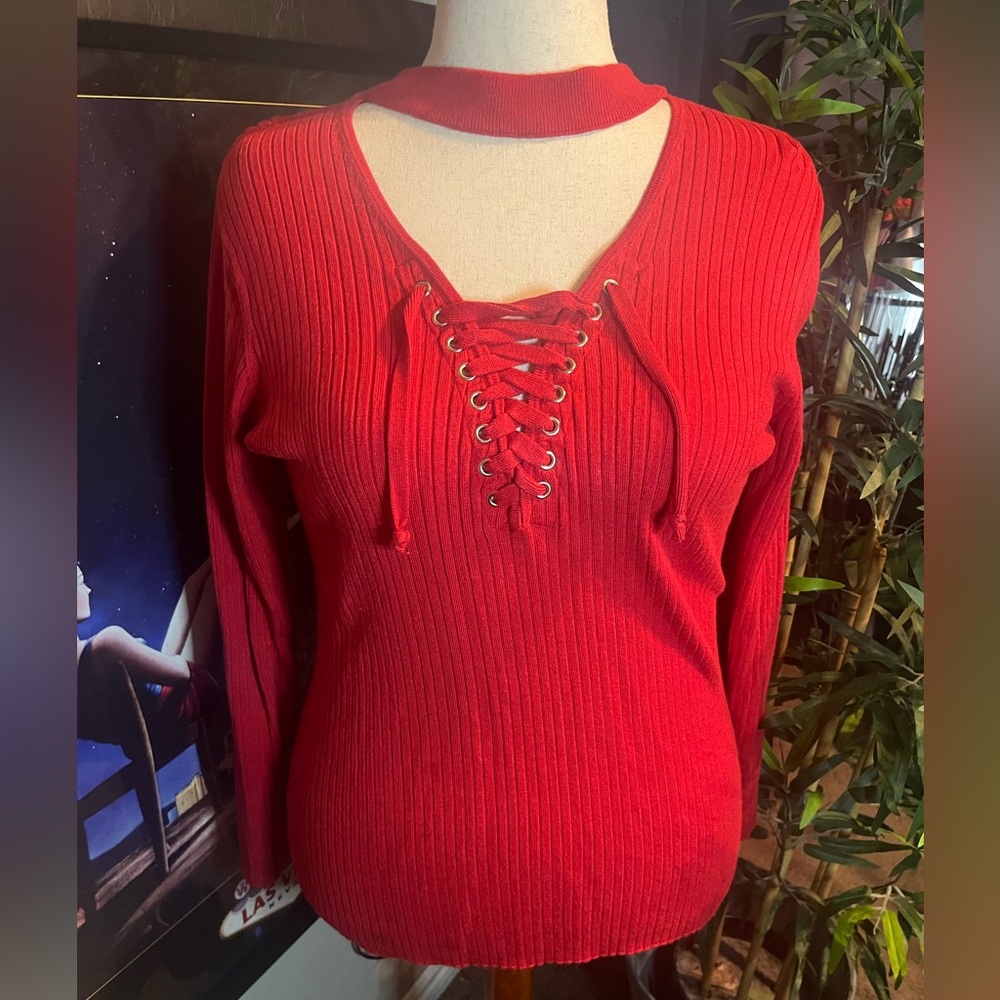 Like New VENUS Vibrant Red Ribbed Knit Sweater